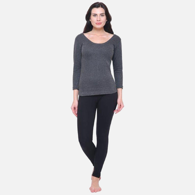 Women Antibacterial Thermal Top Round Neck Full Sleeves - Bodycare