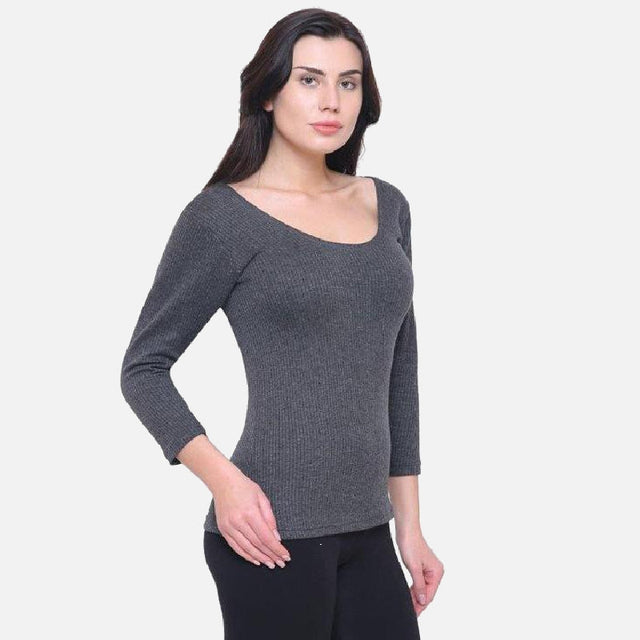 Women Antibacterial Thermal Top Round Neck Full Sleeves - Bodycare