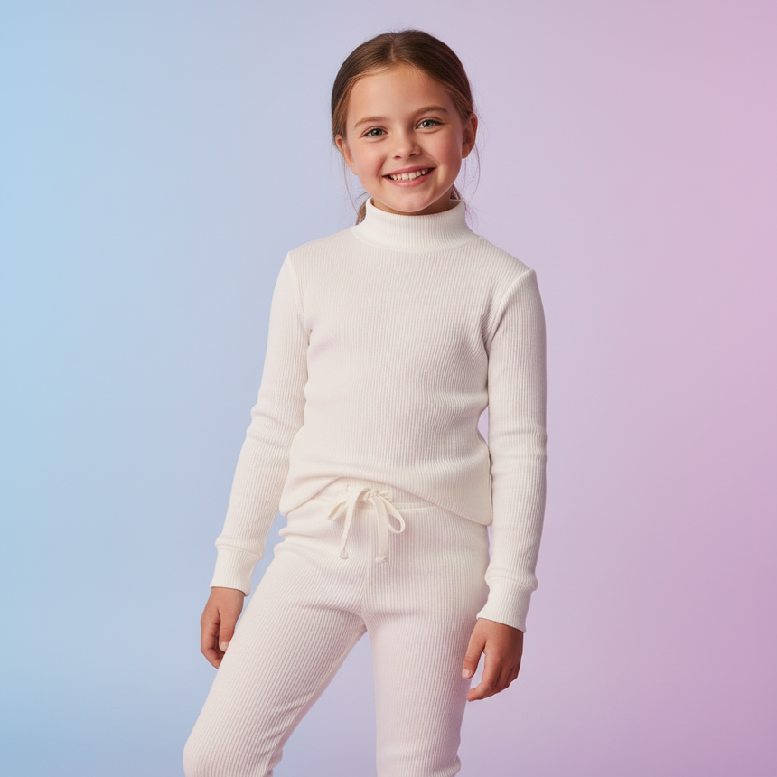 Bodycare Thermal Unisex Sets High Neck Full Sleeves Solid White