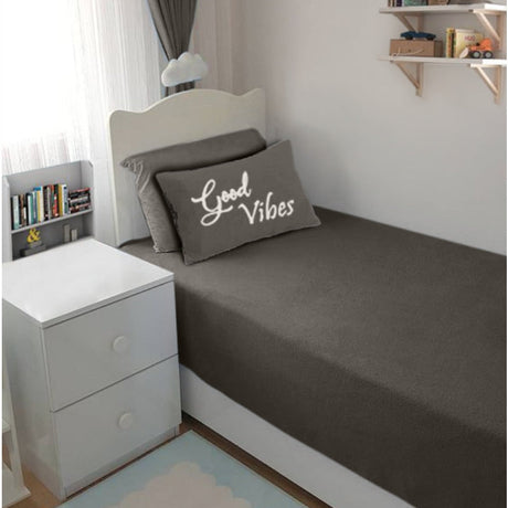 Single Cotton Fitted Bedsheet Solid Arabic Blue