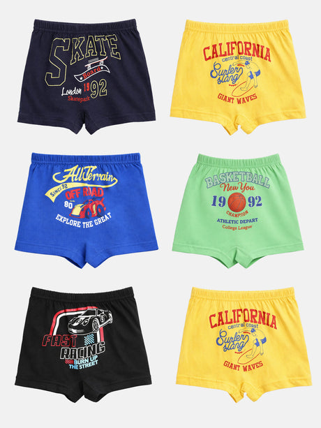 Boys 100% Cotton Trunk Inner Elastic Pack of 6 - Bodycare