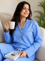 Bodycomfy Women's Polyester Night Suit - Blue