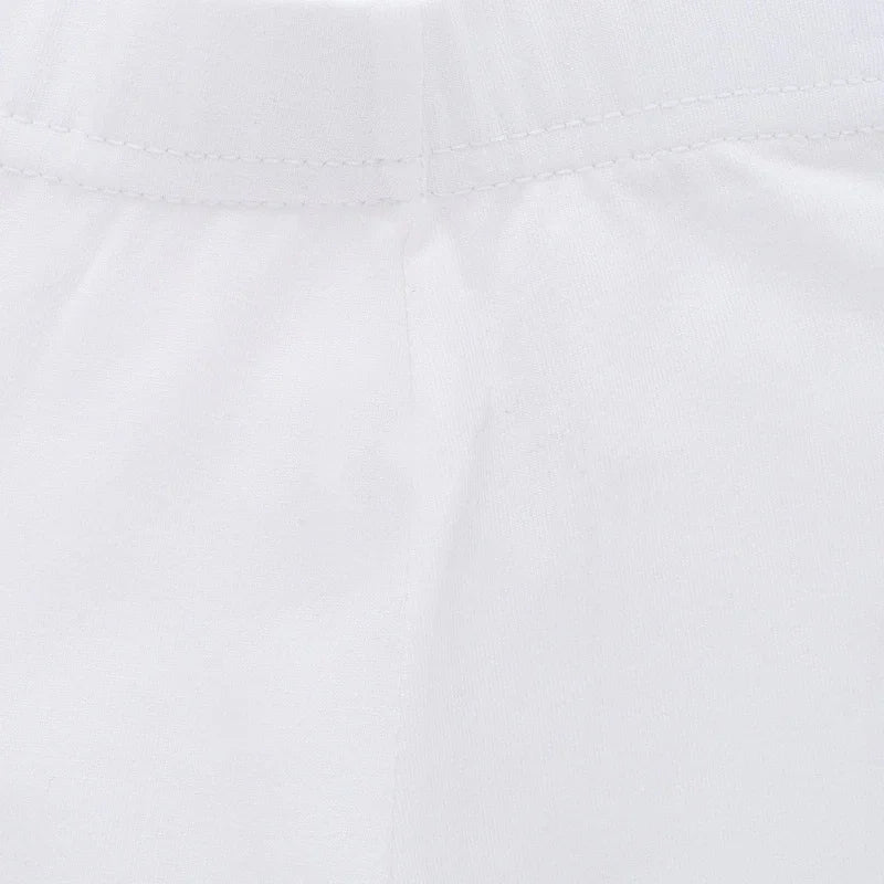 Close-up of soft white kids innerwear fabric with comfortable elastic waistband