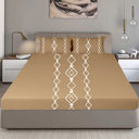 King Size Cotton Bedsheet Burgundy Geometric - Bodycare