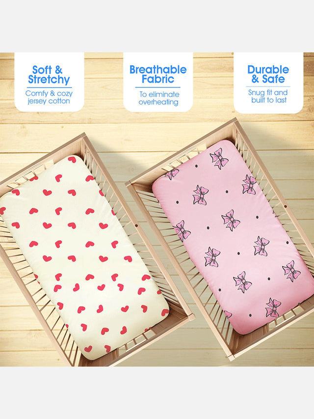 All Over Print Fitted Cot Sheet Pack of 2 - Bodycare