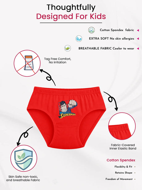 Baby Boys Justice League 100% Cotton Brief Inner Elastic Pack of 3