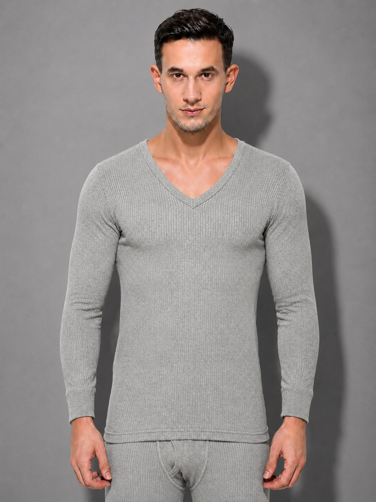 Men Antibacterial Thermal Top with V Neck and Full Sleeves for Winter Base Layering and Cold-Weather Comfort Essentials