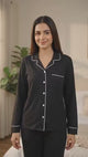 Women Half Sleeve Collared Night Suit with Solid Design for Sleepwear, Lounge Comfort and Relaxed Nightwear Use