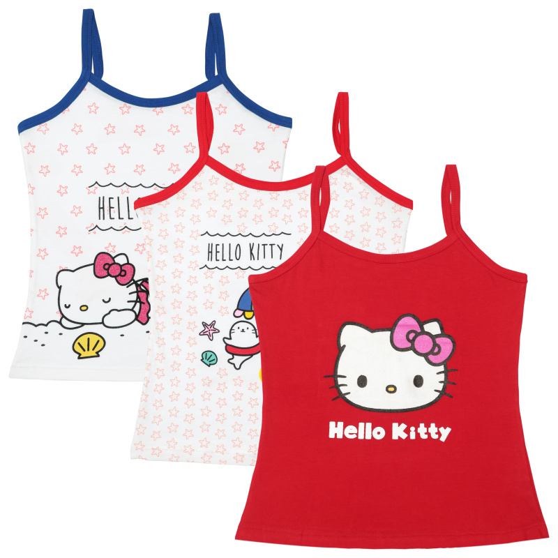 Bodycare Hello Kitty Girls Vest Round Neck Sleeveless Solid Pack Of 3